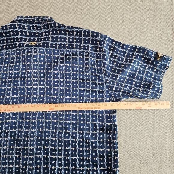 VTG 90s Pelle Pelle Marc Buchanan Men's Shirt 3XL Geometric Print Button-Up Blue - Picture 9 of 14